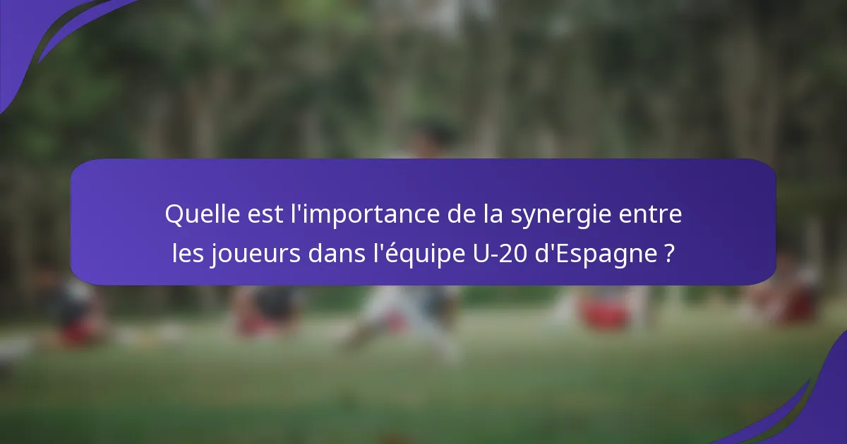 Quelle est l'importance de la synergie entre les joueurs dans l'équipe U-20 d'Espagne ?