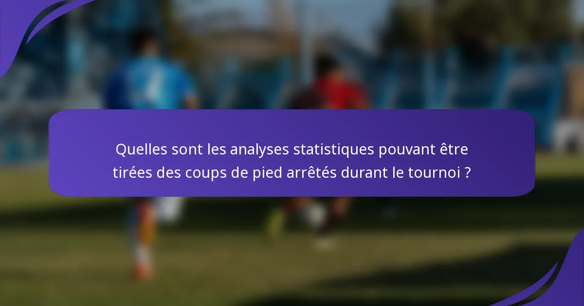 Quelles sont les analyses statistiques pouvant être tirées des coups de pied arrêtés durant le tournoi ?