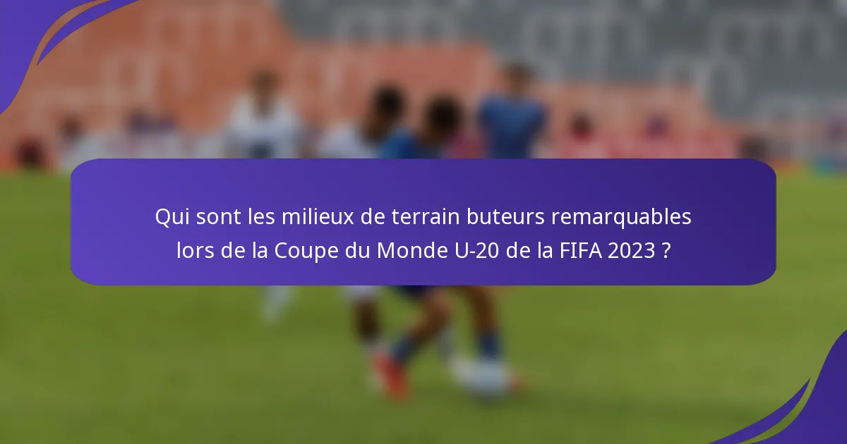 Qui sont les milieux de terrain buteurs remarquables lors de la Coupe du Monde U-20 de la FIFA 2023 ?